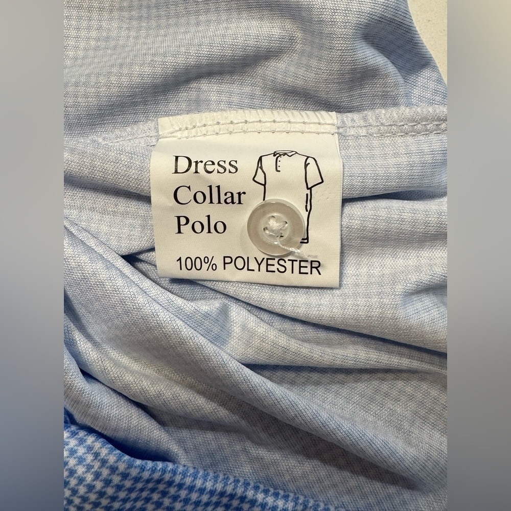 Collars and Co Dress Collar Golf Polo Shirt Size Small Blue Houndstooth - Picture 5 of 7